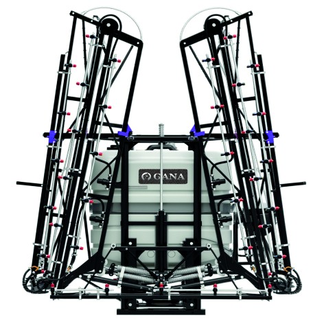 Visão traseira do pulverizador com três dobras